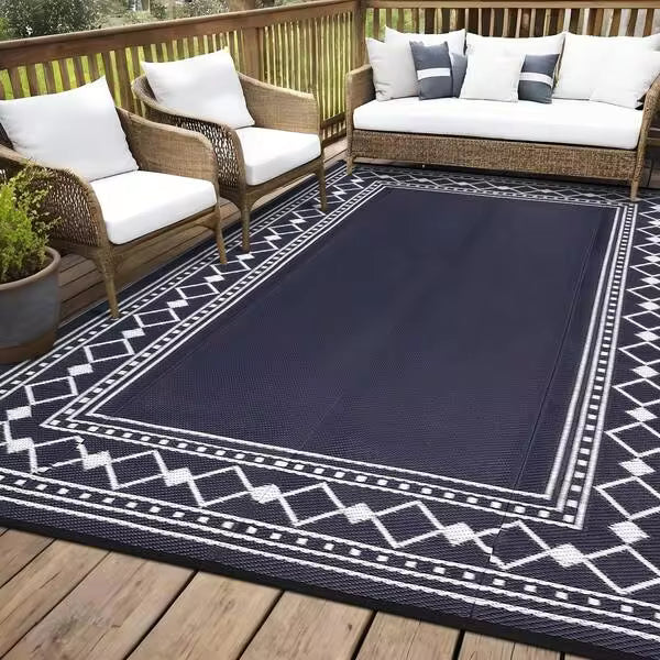 Ataucjin Outdoor Rug 8x10 Plastic Straw Rug Waterproof Patio Rug,Reversible Rug,Foldable Lightweight Outdoor Carpet With Storage Bag,4 Stakes,Outdoor Mat Reversible Camping Carpet Camping Mat For Deck,Garden