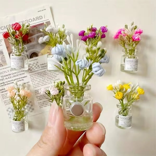 8pcs Mini Vase Magnets - 2025 New Cute Mini Fridge Magnets 3D Vase Funny Fridge Accessories Kitchen Decor (Multi-Color) Holiday Gift